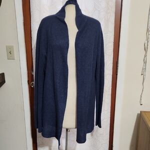 Cashmere Open Front Cottage Cardigan Joan Vass Navy Size Large